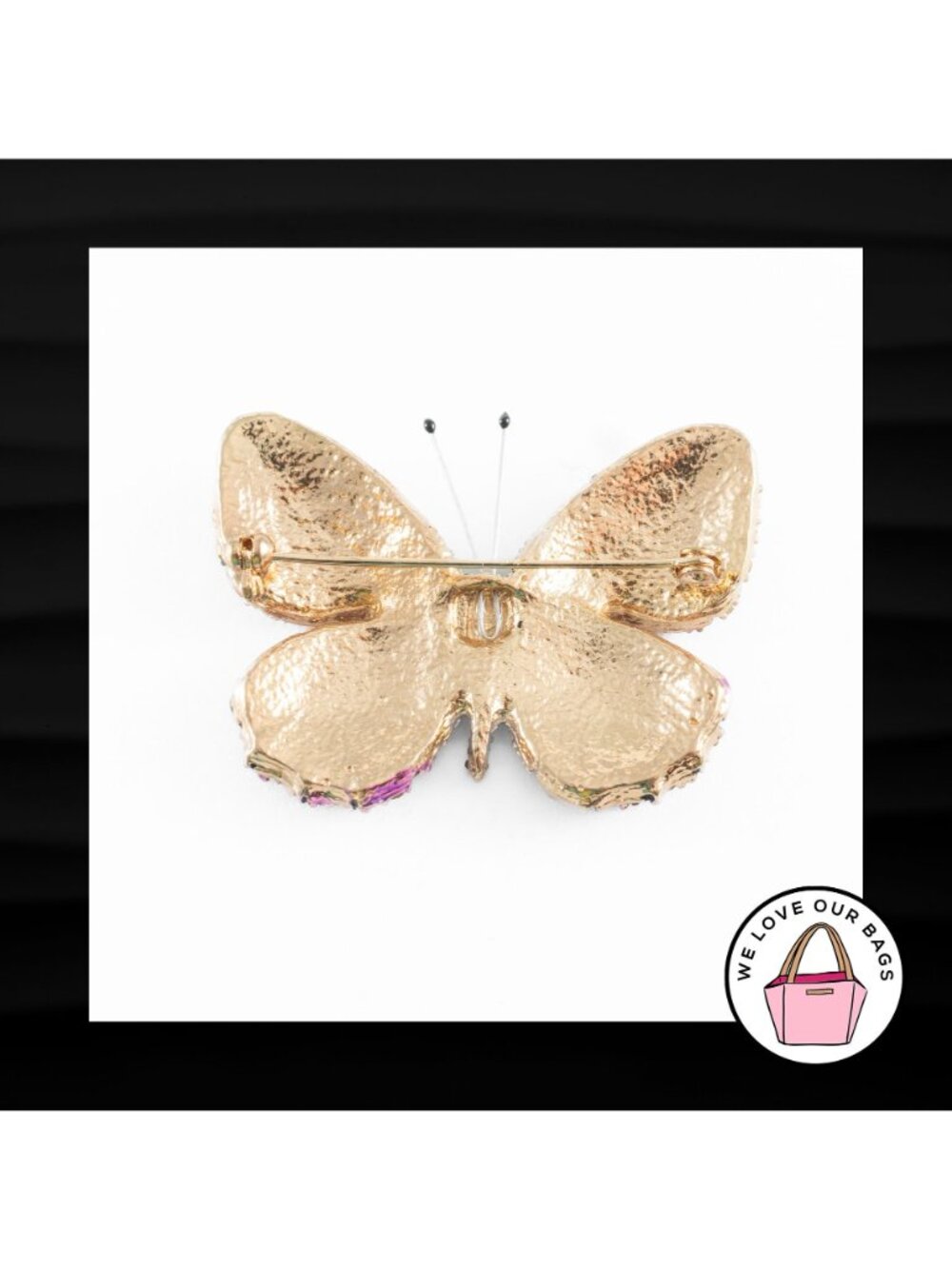 NEW CRYSTAL RHINESTONE BUTTERFLY METAL CHARM BROOCH PIN for BAG COAT SCARF - Picture 2 of 2